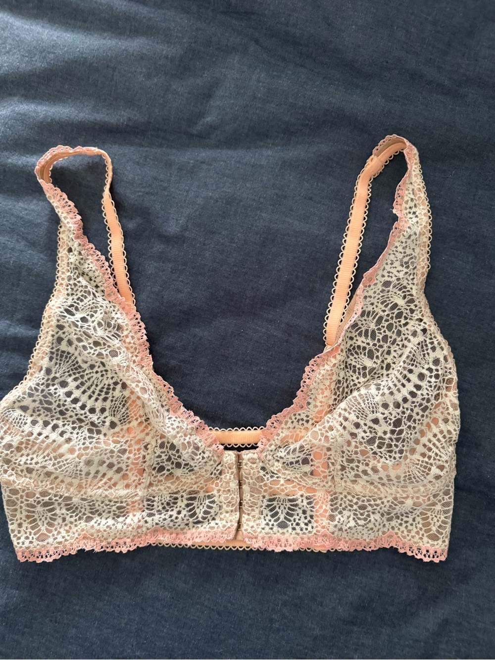 Victoria’s Secret Delicate Lace Bralette in Peach and Cream
